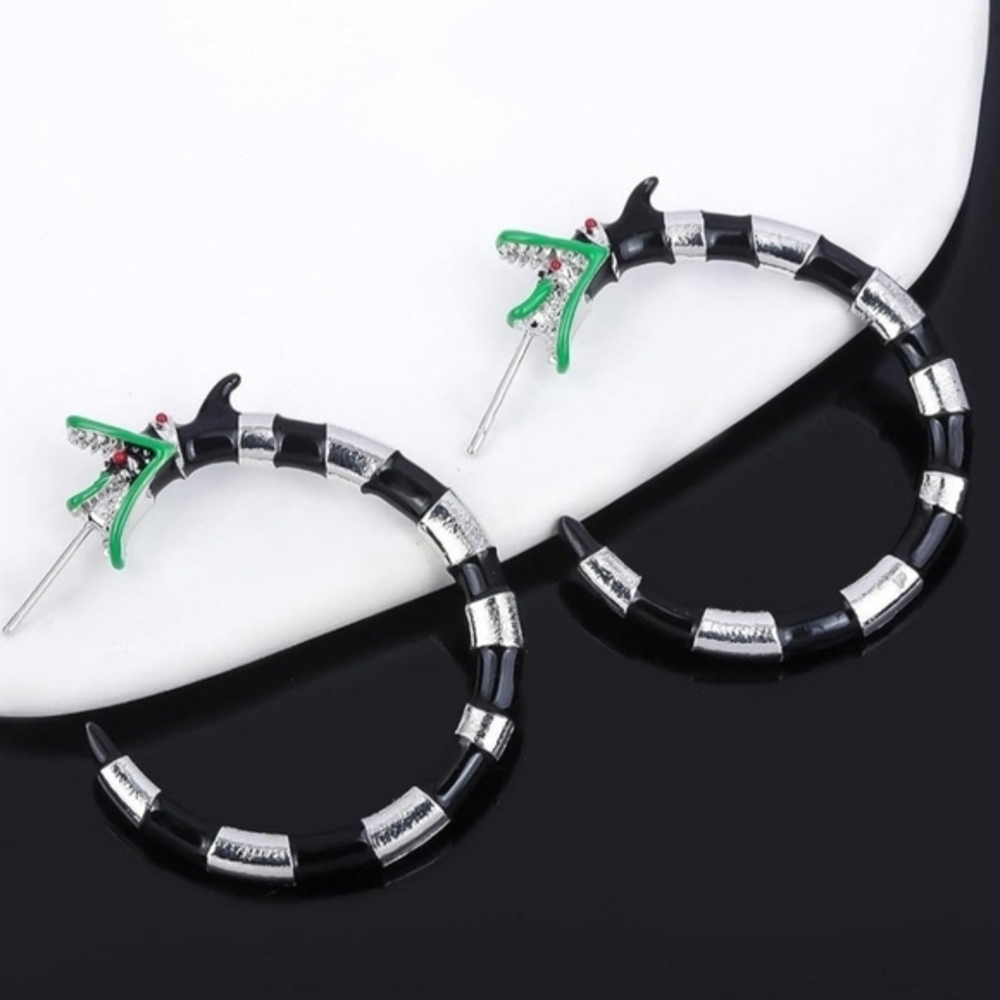 Beetlejuice Sand Snake Halloween‎ Hoop Earrings